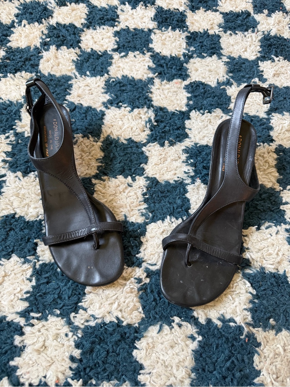 Donald J. Pliner Black Leather Toe-Loop Slingback Sandals
